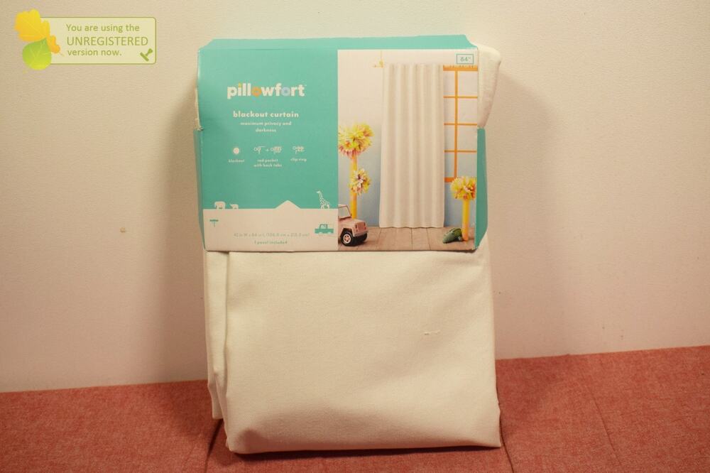 Pillowfort 42"x 84" Chambray Cotton Kids' Blackout Curtain Panel Cream (Snag)-